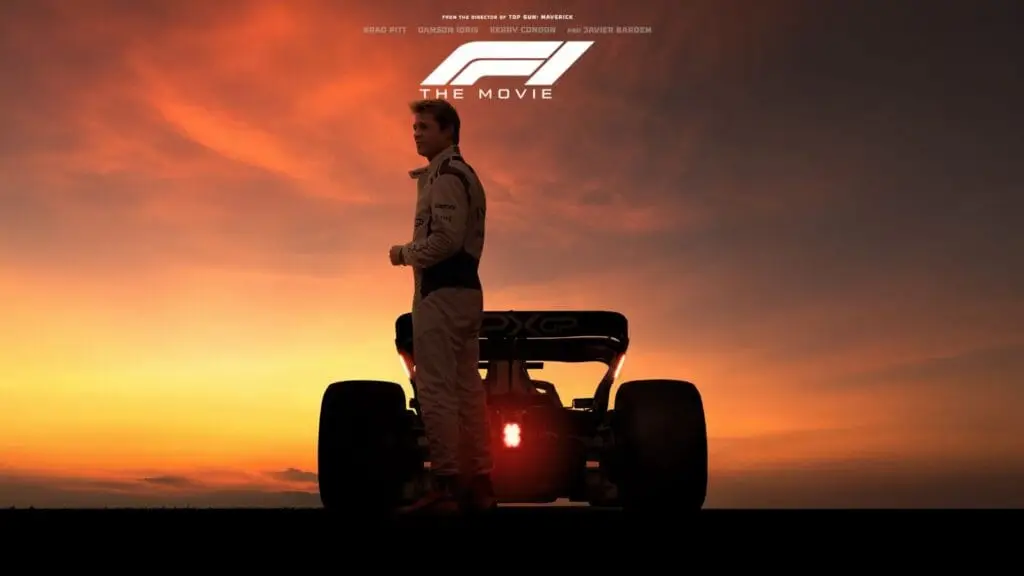Brad Pitt as Sonny Hayes in F1 (2025). Image courtesy of Apple Original Films, Warner Bros., and the official production partners. Still used for F1 movie review.