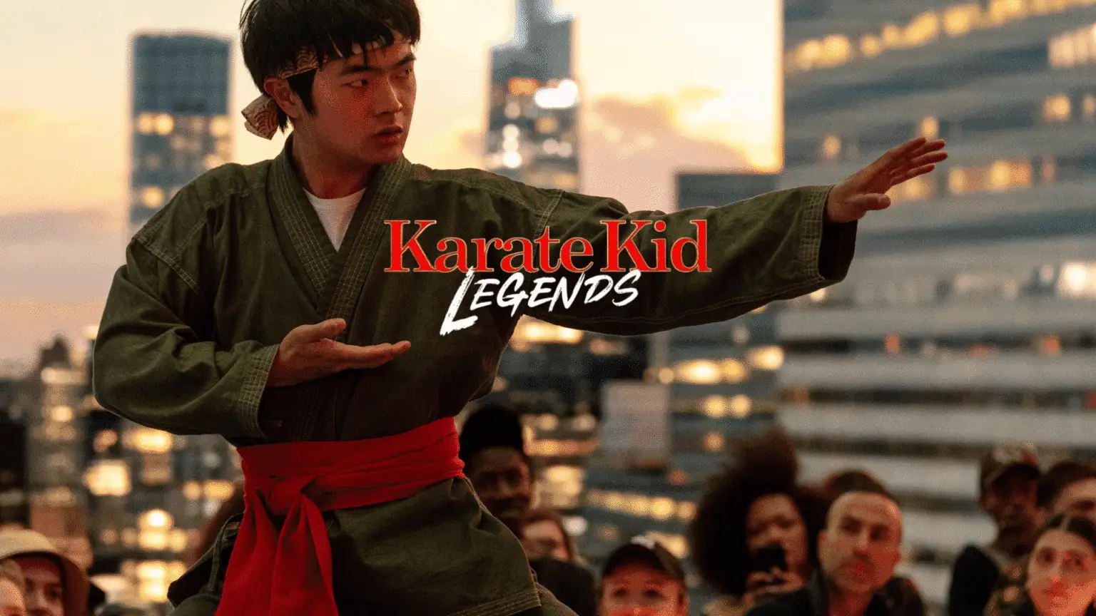 Karate Kid Legends movie still featuring Li Fong in a fight stance