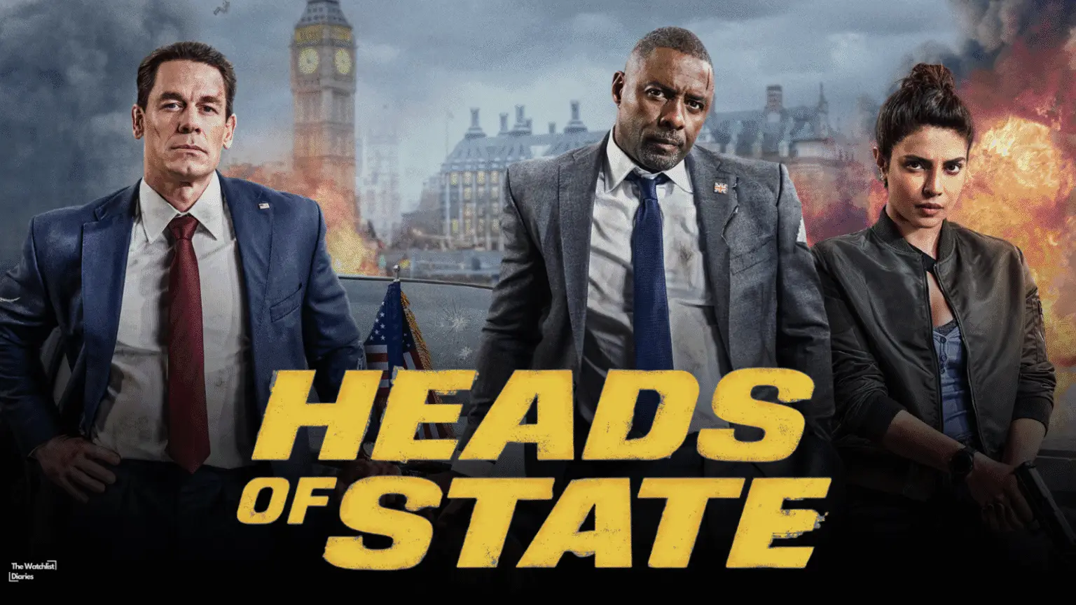 John Cena, Idris Elba, and Priyanka Chopra Jonas in Heads of State. Image use for Heads of State review.