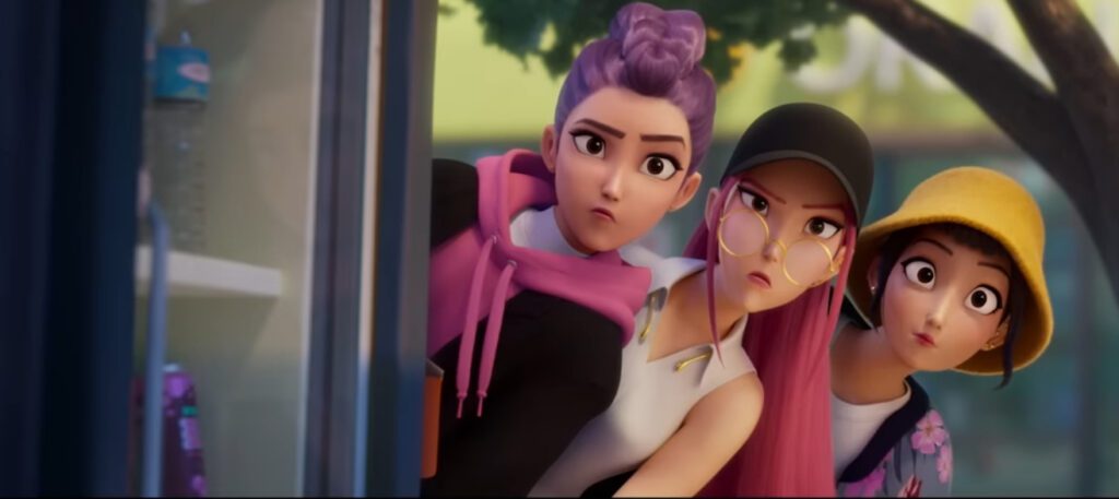 Still of Huntrix. Image courtesy of Netflix and Sony Pictures Animation.