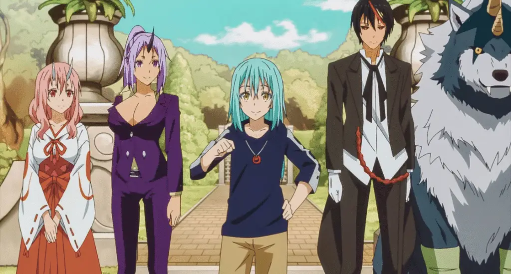 Rimuru with Shion, Diablo, Shuna and Ranga