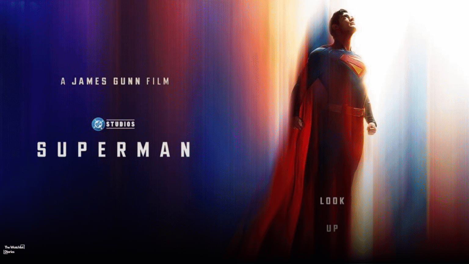 Superman (2025) official poster featuring David Corenswet in the Superman suit, standing in a beam of light. Used here for Superman (2025) review puprose. © DC Studios / Warner Bros. Pictures