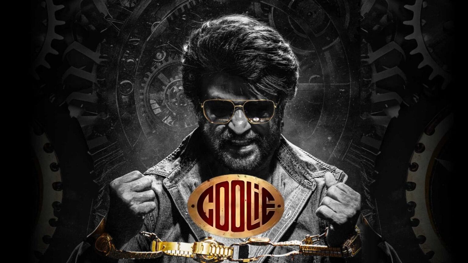 Rajinikanth in Coolie – official poster. Slightly edited by the watchlist diaries in Coolie Review article. Image credit: Sun Pictures / Lokesh Kanagaraj.