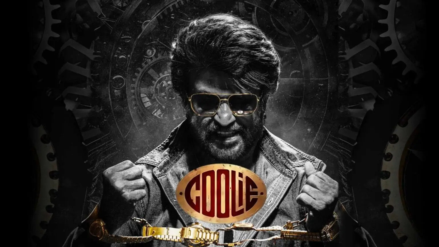 Rajinikanth in Coolie – official poster. Slightly edited by the watchlist diaries in Coolie Review article. Image credit: Sun Pictures / Lokesh Kanagaraj.