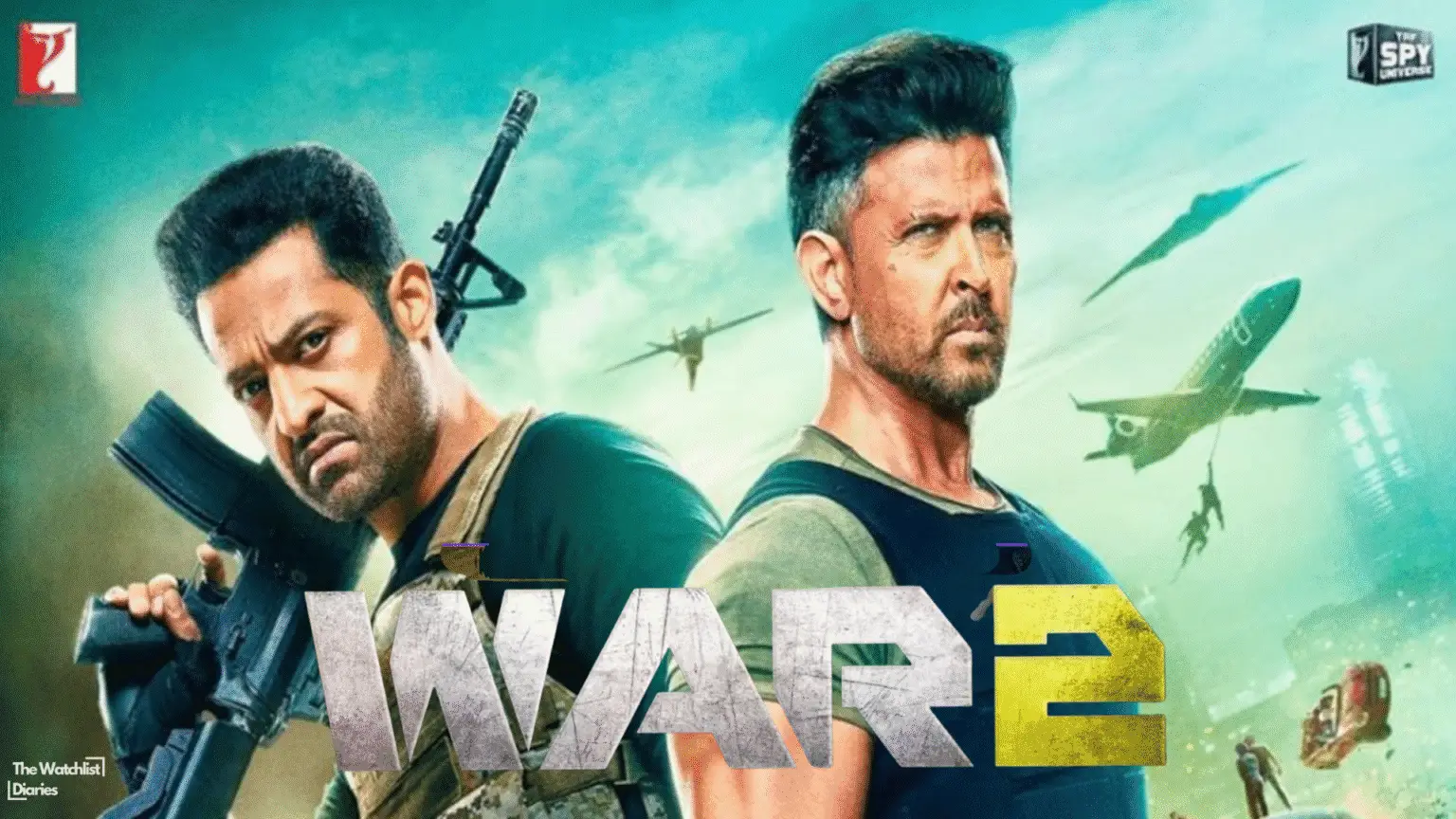 War 2 official poster featuring Hrithik Roshan and NTR Jr. from YRF Spy Universe. Used here for War 2 review purpose.