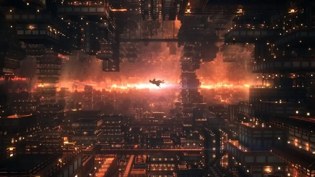 Tanjiro falls in the Inifinity Castle.