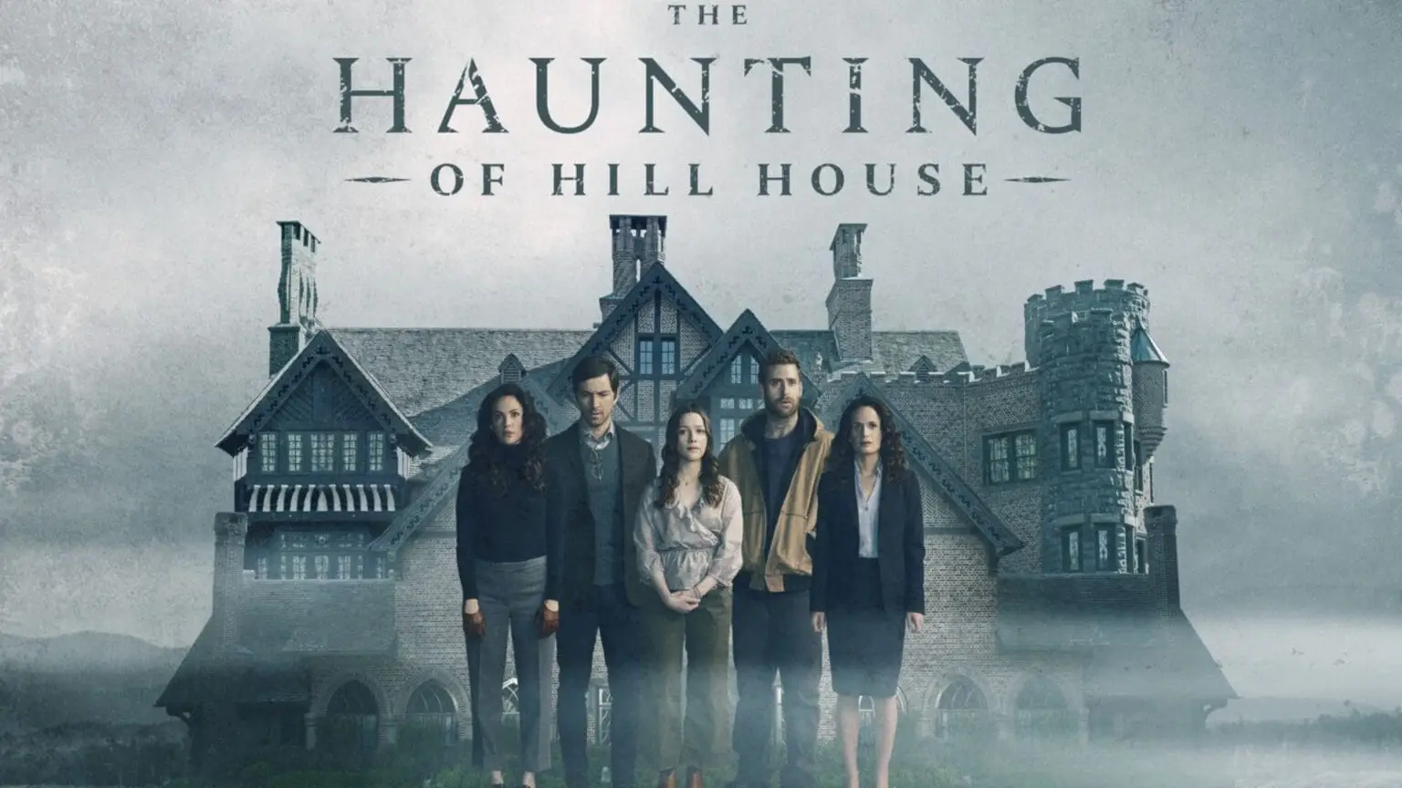The Haunting of Hill House Netflix, starring Kate Siegel, Michiel Huisman, Victoria Pedretti, Oliver Jackson-Cohen, Elizabeth Reaser. Image © Netflix.