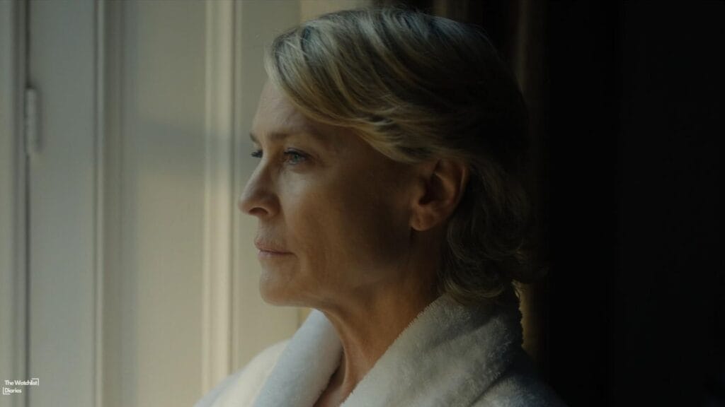 Edited still of Robin Wright as Laura Sanderson. Edited still of Image © Imaginarium Productions and Amazon MGM Studios