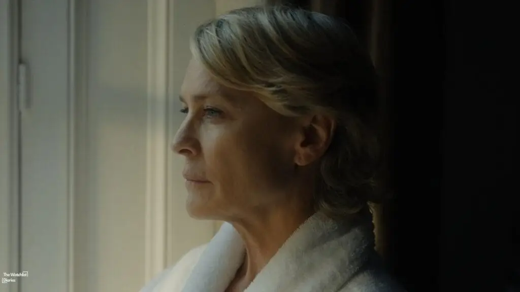 Edited still of Robin Wright as Laura Sanderson. Edited still of Image © Imaginarium Productions and Amazon MGM Studios