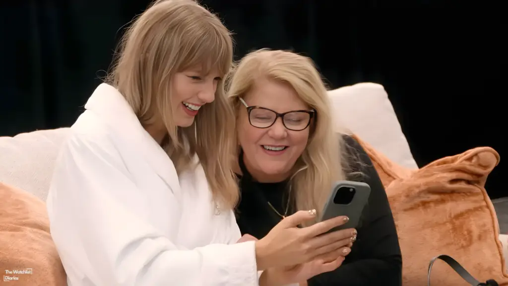 Edited still of Taylor with her mother Andrea Swift. Used here for review. Image © OPC | Object & Animal | Taylor Swift Productions