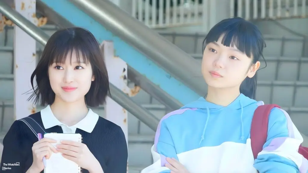 Edited still of Riko Fukumoto as Maori Hino, Kotone Furukawa as Izumi Wataya. Image © Toho Studios