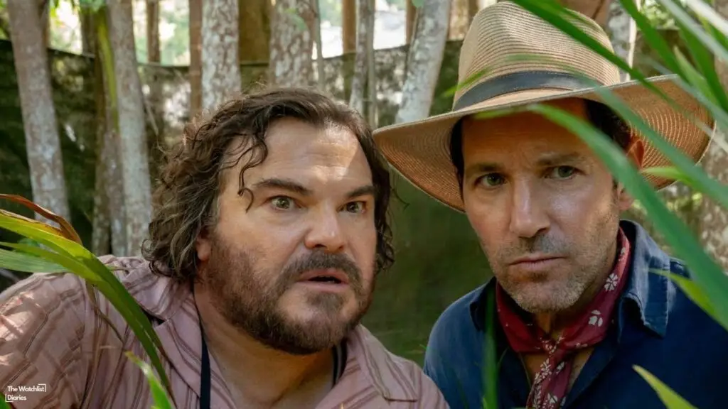 Edited still of Jack Black as Doug and Paul Rudd as Griff in Anaconda (2025). Image © Columbia Pictures | Fully Formed Entertainment | Sony Pictures Releasing | Netflix