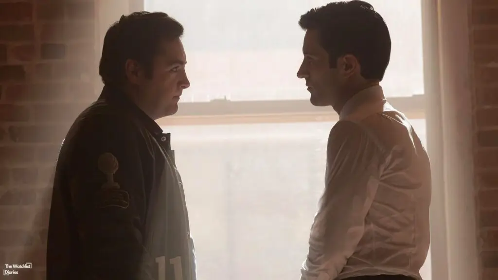 Edited still of Michael Gandolfini and Arty Froushan in Daredevil: Born Again Season 2. Image © Marvel Television | Disney+