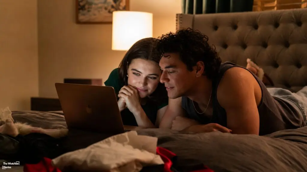 Edited still of Belmont Cameli and Ella Bright in Off Campus (2026). Image © Prime Video