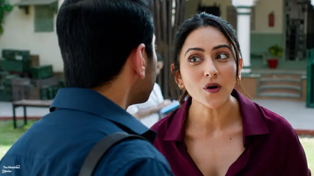 Edited Still of Rakul Preet Singh & Ayushmann Khurrana in Pati Patni Aur Woh Do (2026). Image © T-Series Films | B. R. Studios