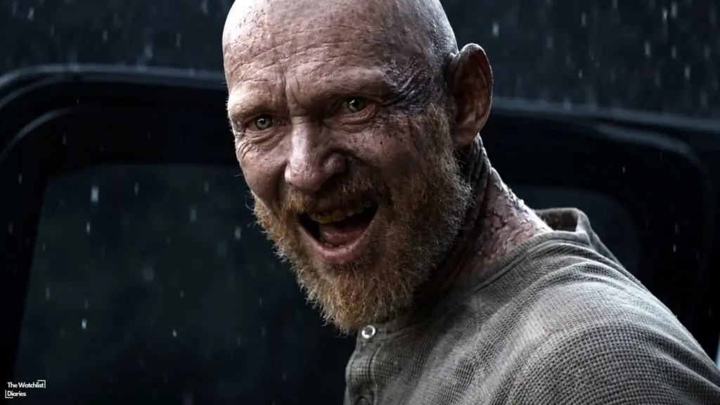 Edited still of Erroll Shand in Evil Dead Burn (2026). Image © New Line Cinema | Screen Gems | Ghost House Pictures
