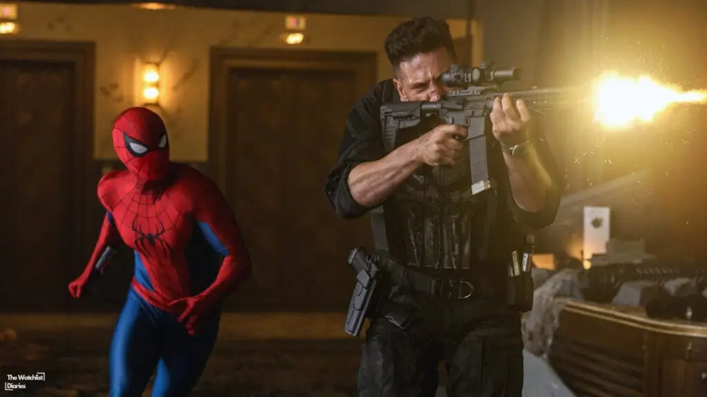Edited still of Jon Bernthal and Tom Holland in Spider-Man: Brand New Day (2026). Image © Columbia Pictures | Marvel Studios | Pascal Pictures